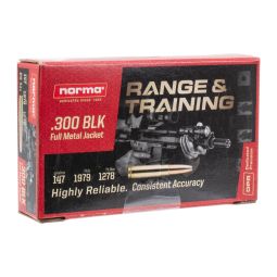 Norma Range & Training 300 Blackout 147gr. FMJ Ammunition, 20 Round Box