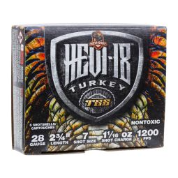 Hevi Shot Hevi-18 TSS Turkey Ammunition, 28ga. 2-3/4" 1-1/16oz. #7 Shot, 5 Round Box