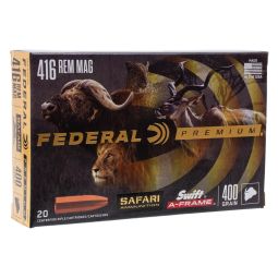 Federal Premium 416 Rem Mag 400gr. Swift A-Frame Ammunition, 20 Round Box