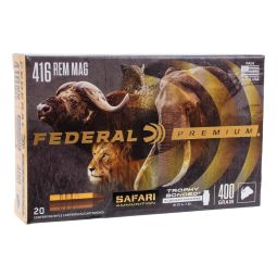 Federal Premium 416 Rem Mag 400gr. Trophy Bonded Sledgehammer Ammunition, 20 Round Box