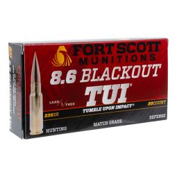 Fort Scott Munitions 8.6 Blackout 235 GR TUI Solid Copper, 20 Rounds