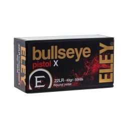 Eley Bullseye Pistol X Round Nose .22LR 40gr. Ammunition, 50 Round Box