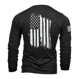 Nine Line Apparel, American Flag Long Sleeve T-Shirt, Black