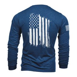 Nine Line Apparel, American Flag Long Sleeve T-Shirt, Navy