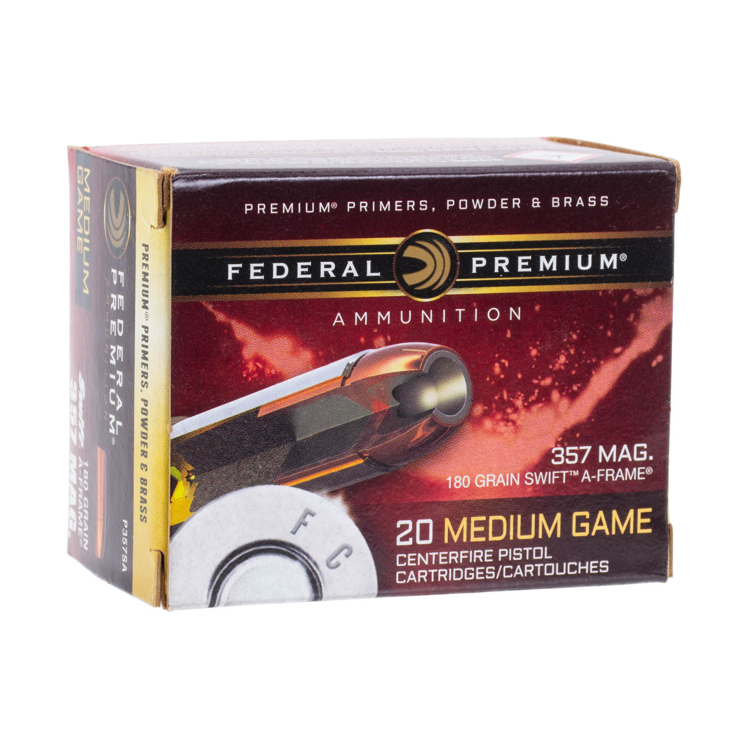 Federal Premium 357 Mag 180gr. Swift A-Frame Ammunition, 20 Round