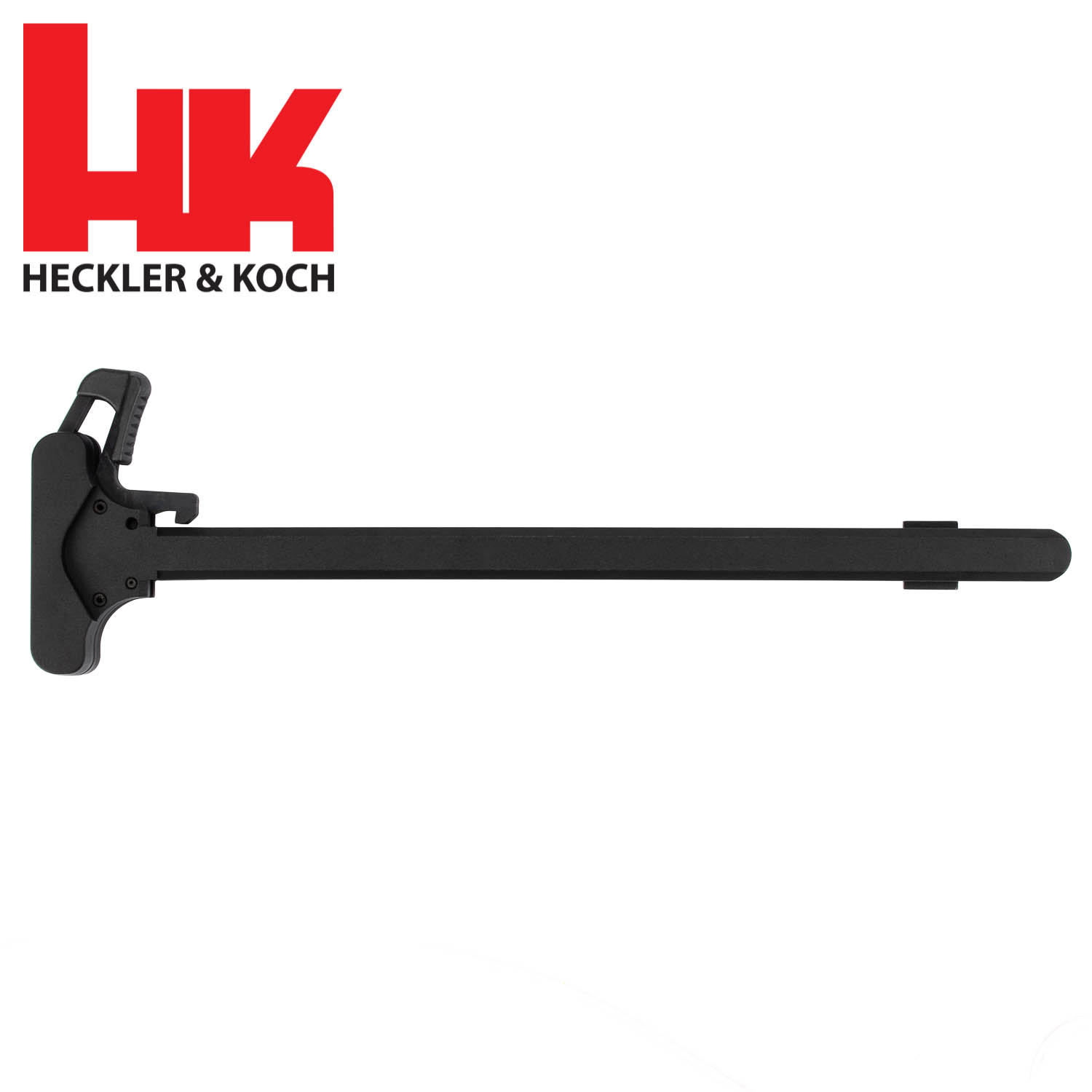 This complete charging handle is made of aluminum with a black finish, whil...