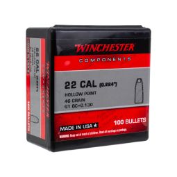 Winchester Rifle Bullets, 22 Hornet 46gr. HP, Box of 100