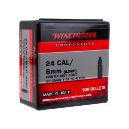 Winchester Rifle Bullets, 6mm 80gr. PSP, Box of 100