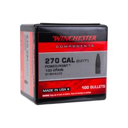 Winchester Rifle Bullets, 270 cal. 130gr. Power-Point, Box of 100