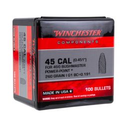 Winchester Rifle Bullets, 450 Bushmaster 260gr. Power-Point, Box of 100
