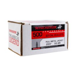 Winchester Rifle Bullets, .224 cal 55gr. FMJ, Box of 500