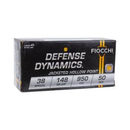 Fiocchi Defense Dynamics .38 Special 148gr. Jacketed Hollow Point Ammunition, 50 Round Box