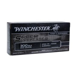 Winchester Super Suppressed 300 Blackout Subsonic 200gr. Open Tip FMJ Ammunition, 20 Round Box