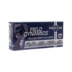 Fiocchi Field Dynamics .45-70 300gr. Hollow Point Flat Nose Ammunition, 20 Round Box