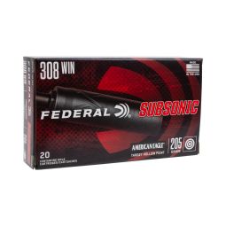 Federal Subsonic 308 Win 205gr. Target Hollow Point Ammunition, 20 Round Box