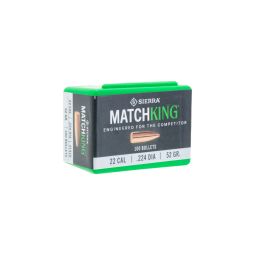 Sierra .224 cal. 52gr. HPBT MatchKing Bullets, Box of 100