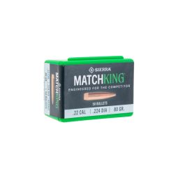 Sierra .224 cal. 80gr. MatchKing CN Bullets, Box of 50