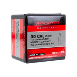 Winchester Rifle Bullets, 300 Blackout 200gr. Open Tip Subsonic, Box of 100