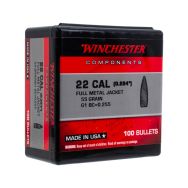 Winchester Rifle Bullets, .224 cal 55gr. FMJ, Box of 100