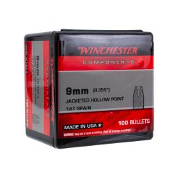Winchester Pistol Bullets, 9mm 147gr. JHP, Box of 100