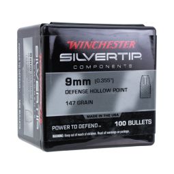 Winchester Pistol Bullets, 9mm 147gr. Silvertip HP, Box of 100