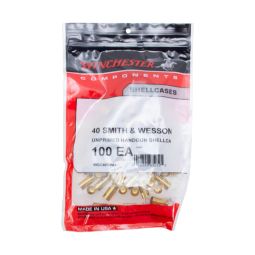 Winchester Unprimed Brass, 40 S&W, Bag of 100