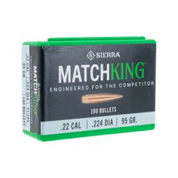 Sierra .224 cal. 95gr. MatchKing CN Bullets, Box of 100