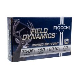 Fiocchi Field Dynamics .30-06 Springfield 150gr. Pointed Soft Point Ammunition, 20 Round Box
