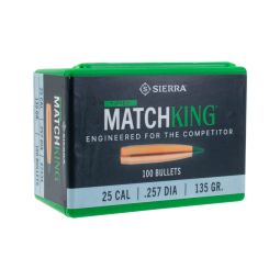 Sierra .257 cal. 135gr. Tipped MatchKing Bullets, Box of 100