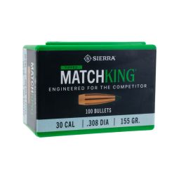 Sierra .308 cal./7.62mm 155gr. Tipped MatchKing Bullets, Box of 100