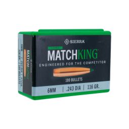 Sierra .243 cal./6mm 116gr. Tipped MatchKing Bullets, Box of 100