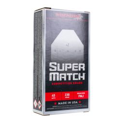 Winchester Super Match 45 Auto 230gr. RN Ammunition, 50 Round Box