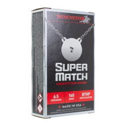 Winchester Super Match 6.5 Creedmoor 140gr. BTHP Ammunition, 20 Round Box