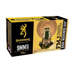 Browning Training & Practice 9mm 115gr. FMJ Ammunition, 200 Round Box