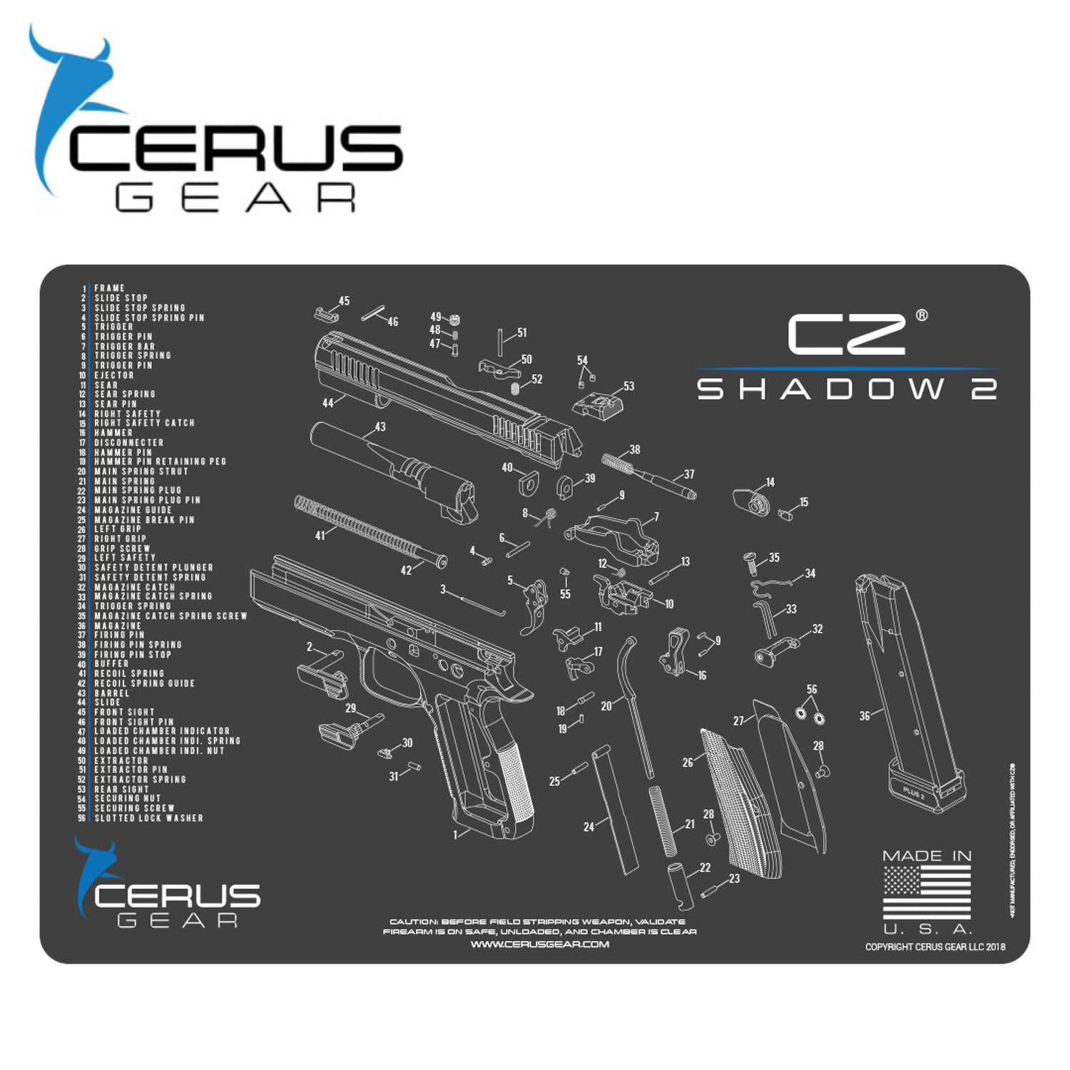Cerus Gear CZ P-07 Armorer's Cleaning Bench Mat – Made In USA – Premium Quality