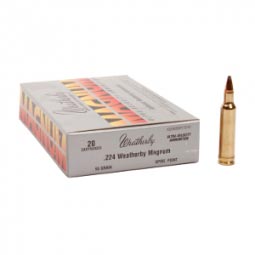 Weatherby .224 Weatherby Magnum 55gr. Spire Point Ultra-Velocity Ammunition, 20 Round Box