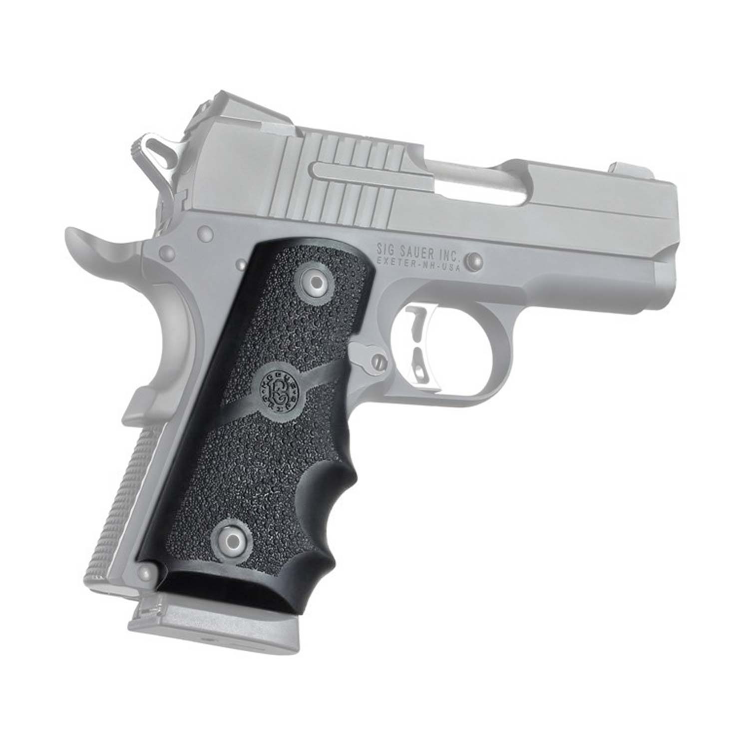 Hogue 1911 Officer Model Grip with Finger Grooves, Black: MGW