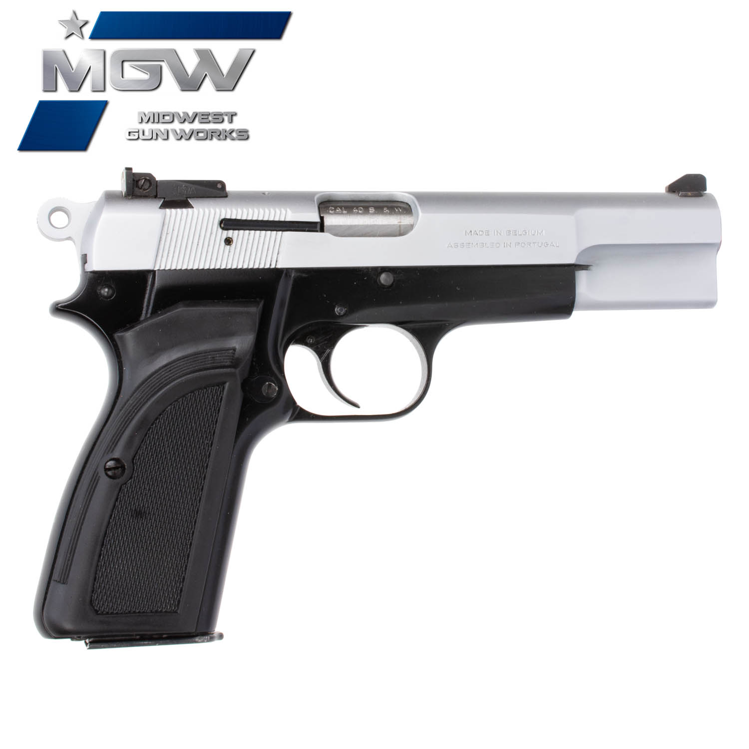 MGW Custom Browning Hi-Power .40 S&W w/ Adjustable Sight, Silver
