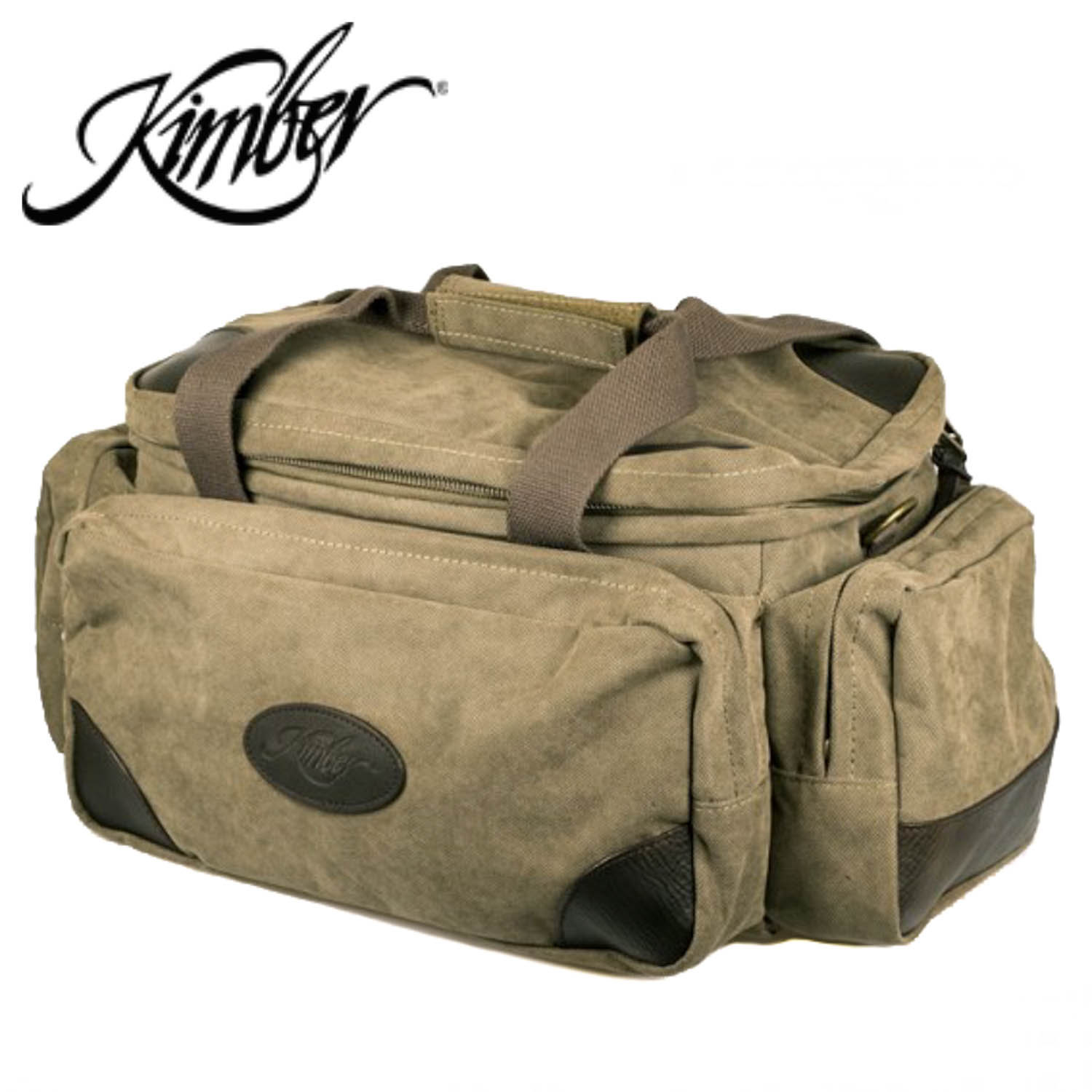 Kimber Plantation Series Range Bag Taupe With Brown Leather Accents Midwest Gun Works