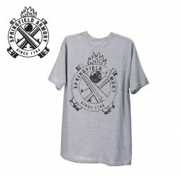 Springfield Armory Distressed Cross Cannon Short Sleeve T-Shirt, Grey