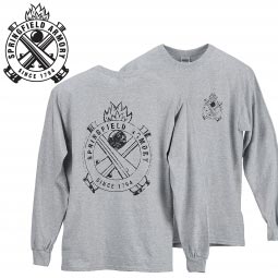 Springfield Armory Distressed Cross Cannon Long Sleeve T-Shirt, Grey