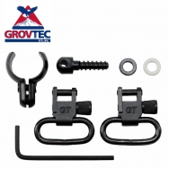 GrovTec .630-.675" 2pc. Barrel Band Locking Swivel Set, Black