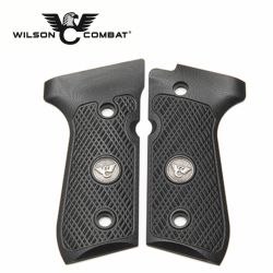 Wilson Combat, Beretta 92/96 Full Size, G10 Grips, Checkered with WC Logo, Black