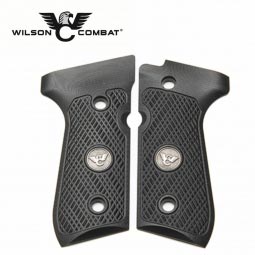 Wilson Combat, Beretta 92/96 Full Size, G10 Grips, Checkered with WC Logo, Black