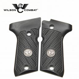 Wilson Combat, Beretta 92/96 Compact G10 Grips, Checkered with WC Logo, Black