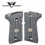 Wilson Combat, Beretta 92/96 Compact G10 Grips, Checkered with WC Logo, Gray/Black