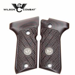 Wilson Combat, Beretta 92/96 Compact G10 Grips, Ultra Thin with WC Logo, Black Cherry