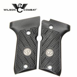 Wilson Combat, Beretta 92/96 Compact G10 Grips, Ultra Thin with WC Logo, Black