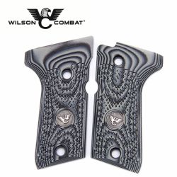 Wilson Combat, Beretta 92/96 Compact G10 Grips, Ultra Thin with WC Logo, Gray/Black