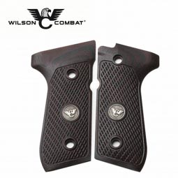 Wilson Combat, Beretta 92/96 Full Size, G10 Grips, Ultra Thin with WC Logo, Black Cherry